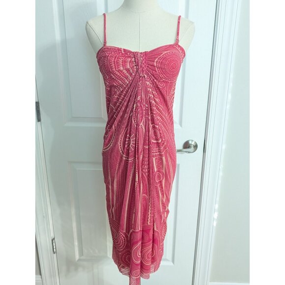 Vtg Jean Paul Gaultier Soliel Pink Tribal Tattoo Mesh Dress Cardigan S 90s Y2K - Picture 7 of 15